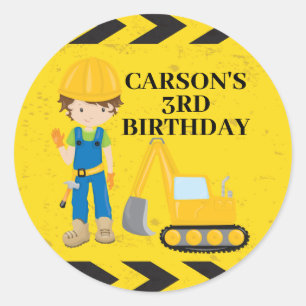 Sticker Rond Anniversaire de enfant personnalisé cool Construct