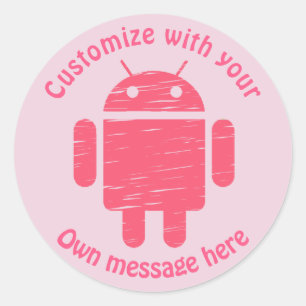Sticker Rond Anniversaire de enfant personnalisé Robot rose
