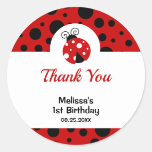 Sticker Rond Anniversaire de enfant Pois rouge Ladybug