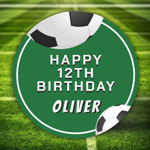 Sticker Rond Anniversaire de enfant sportif de football de ball