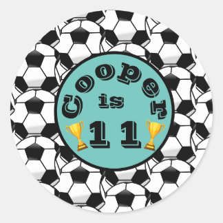 Sticker Rond Anniversaire de football bleu