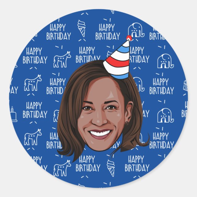 Sticker Rond Anniversaire de KAMALA HARRIS (Devant)