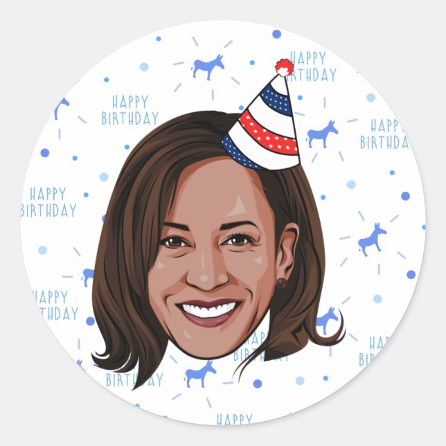 Sticker Rond Anniversaire de Kamala Harris (Devant)