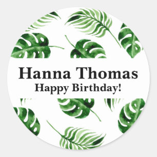 Sticker Rond Anniversaire de la feuille de palme tropicale