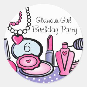 Sticker Rond Anniversaire de la fille glamour (pd)