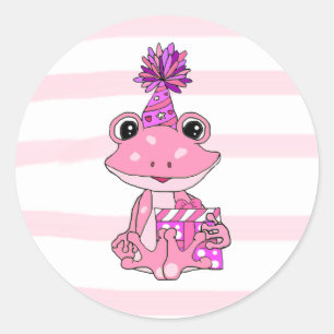 Sticker Rond Anniversaire de la jeune fille de grenouilles viol