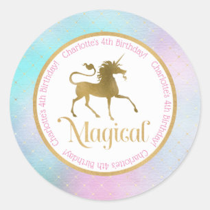 Sticker Rond Anniversaire de la licorne magique