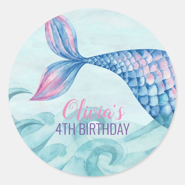 Sticker Rond Anniversaire de la sirène (Devant)