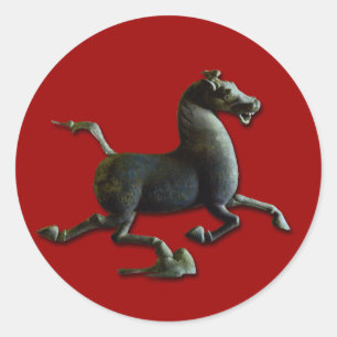 Sticker rond Anniversaire de l'année du cheval chi