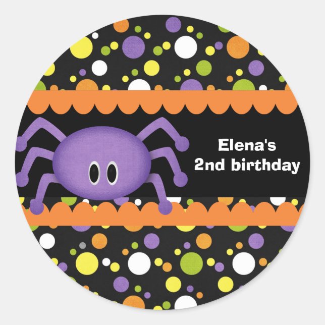 Sticker Rond Anniversaire de l'Araignée Halloween (Devant)