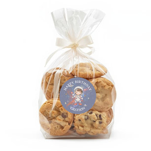 Sticker Rond Anniversaire de l'Astronaute Garçon de l'Espace