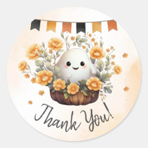 Sticker Rond Anniversaire de l'Halloween Ghost Cute