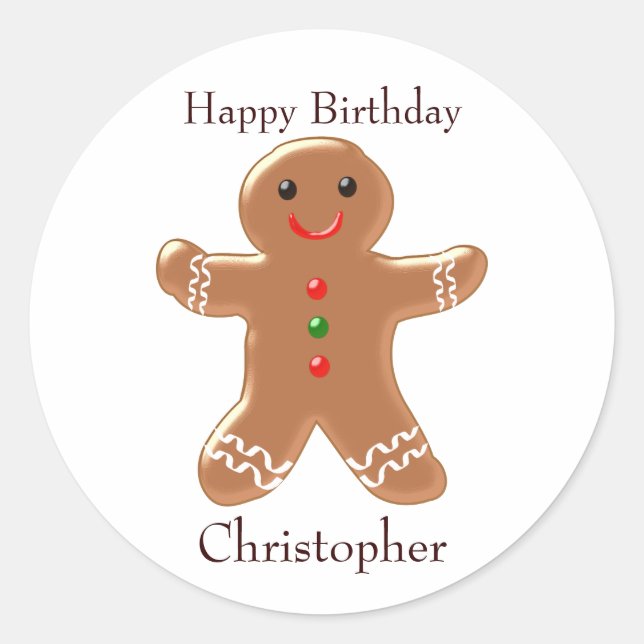 Sticker Rond Anniversaire de l'homme de pain d'épices (Devant)