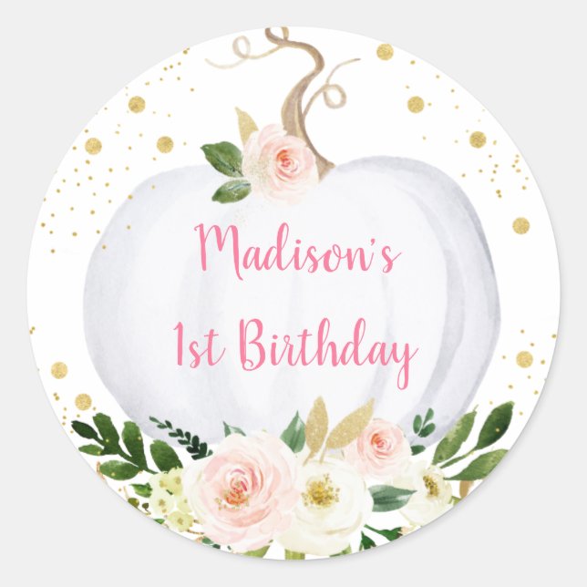 Sticker Rond Anniversaire de l'or rose petit Citrouille (Devant)
