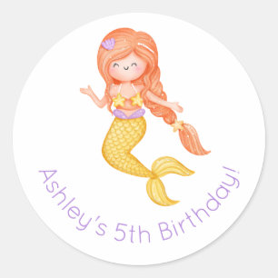 Sticker Rond Anniversaire de Mermaid