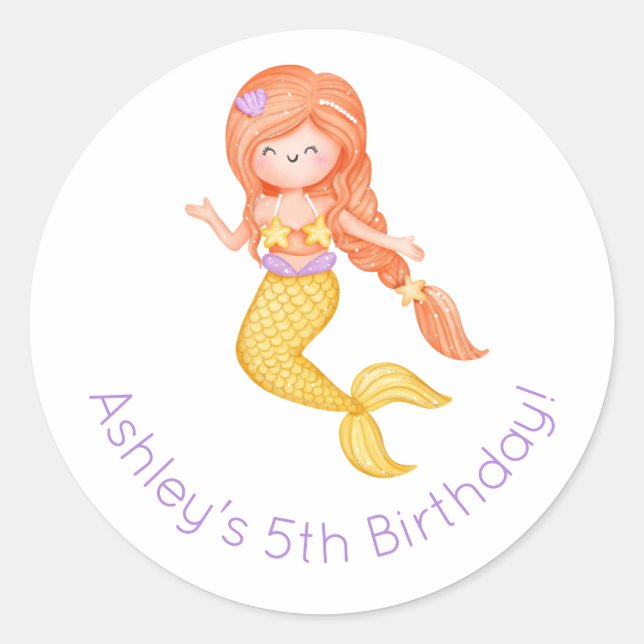 Sticker Rond Anniversaire de Mermaid (Devant)