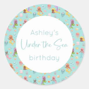 Sticker Rond Anniversaire de Mermaid