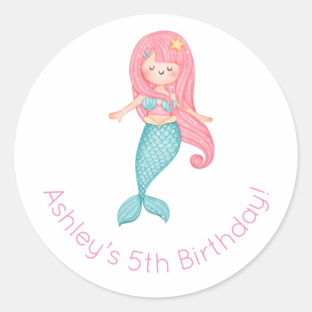 Sticker Rond Anniversaire de Mermaid (Devant)
