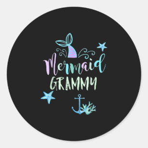 Sticker Rond Anniversaire de mermaid grammy tenue de famille de