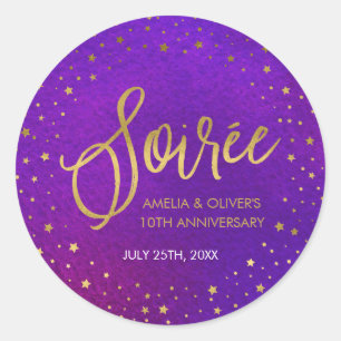 Sticker Rond Anniversaire de n'importe quelle année Or Violet E