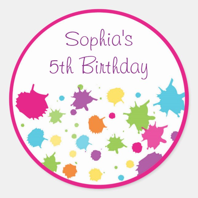 Sticker Rond Anniversaire de Rainbow Art Party (Devant)