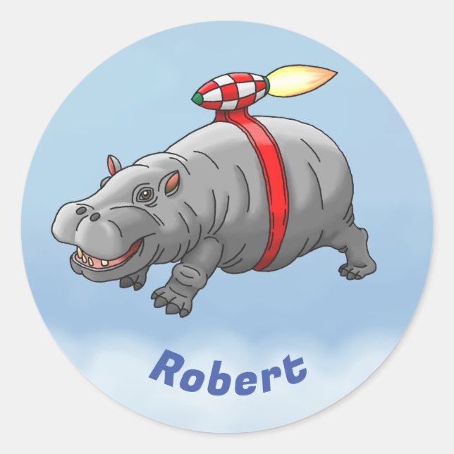Sticker Rond Anniversaire de Rocket Hippo (Devant)