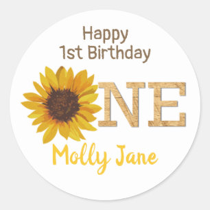 Sticker Rond Anniversaire de Rustic Sunflower 1 an