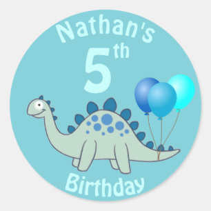 Sticker Rond Anniversaire de Stegosaurus