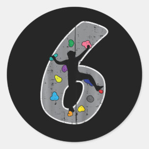 Sticker Rond Anniversaire des 6 ans Escalade 6 Garçon Six Ans B