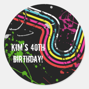 Sticker Rond Anniversaire des années 80 Retro Treat Favor