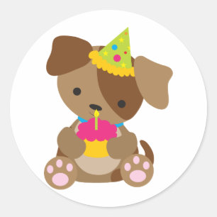 Sticker Rond Anniversaire des chiots