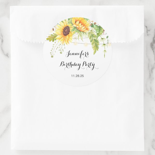 Sticker Rond Anniversaire des tournesols (Sac)