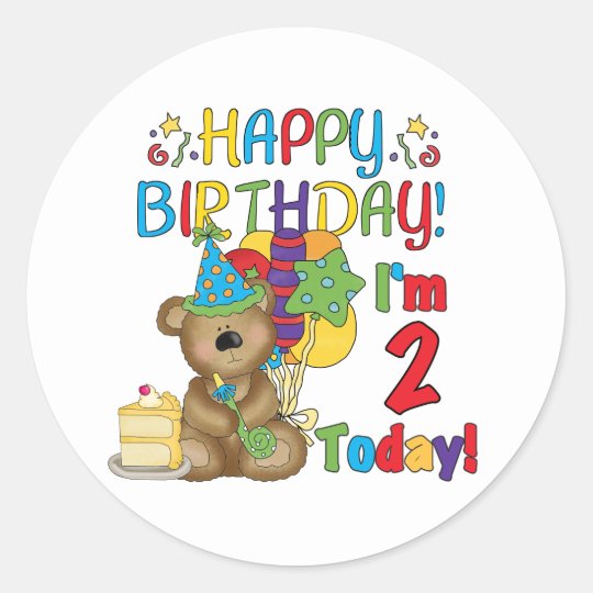 Sticker Rond Anniversaire D Ours De Nounours De Joyeux Zazzle Ca