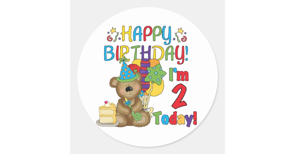 Sticker Rond Anniversaire D Ours De Nounours De Joyeux Zazzle Ca