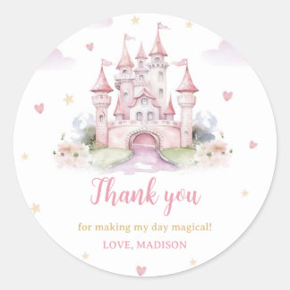 Sticker Rond Anniversaire du château princesse Watercolor