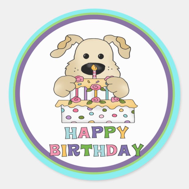 Sticker Rond Anniversaire du chien (Devant)