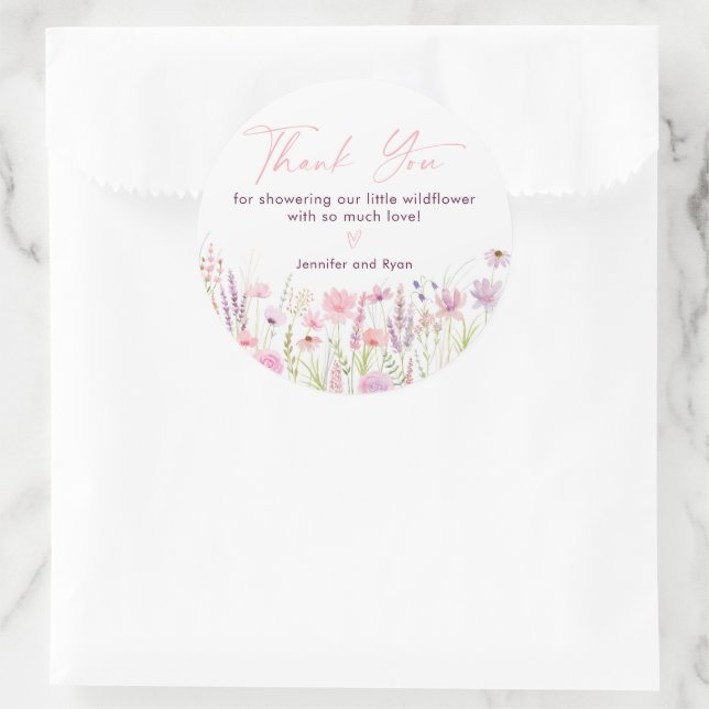 Sticker Rond Anniversaire du Fleur sauvage Pink Pastel (Sac)