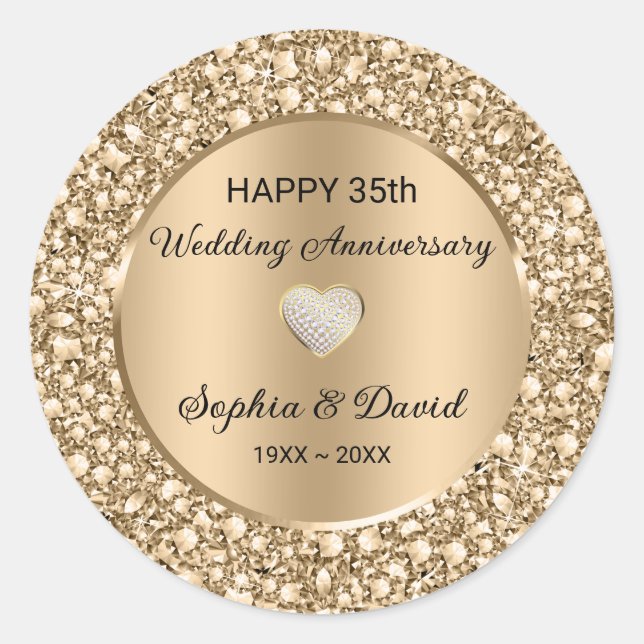Sticker Rond Anniversaire du Mariage de diamants de cuivre (Devant)