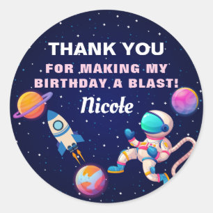 Sticker Rond  Anniversaire du navire à fusée spatial de l'astro