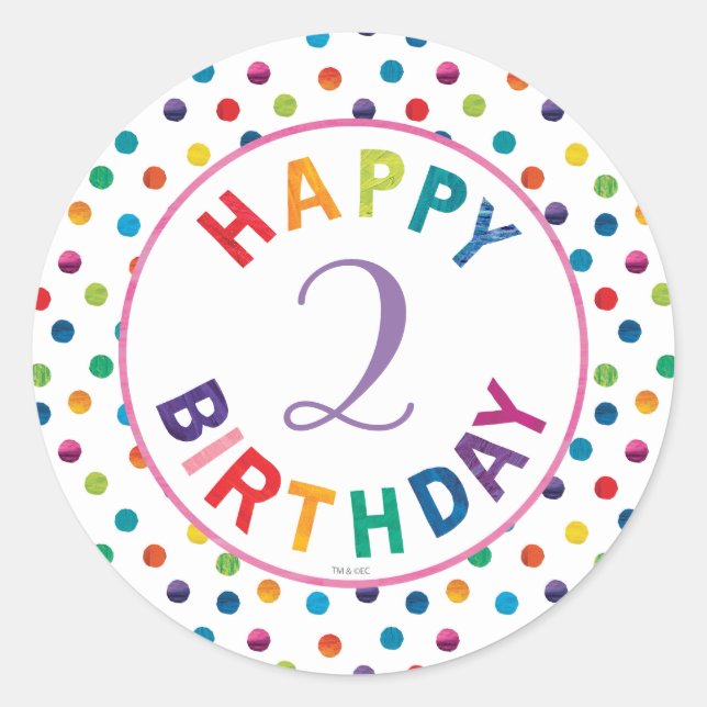 Sticker Rond Anniversaire du papillon Caterpillar, très affamé (Devant)