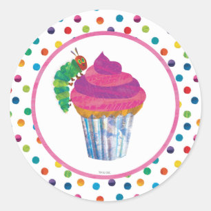 Sticker Rond Anniversaire du papillon Caterpillar, très affamé