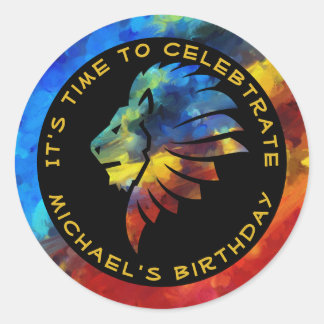 Sticker Rond Anniversaire du roi du lion de la jungle