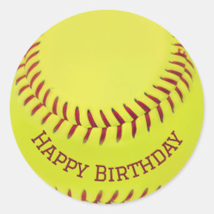 Sticker Rond Anniversaire du softball jaune