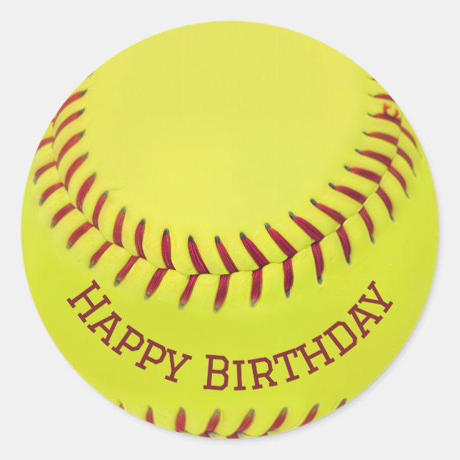 Sticker Rond Anniversaire du softball jaune (Devant)