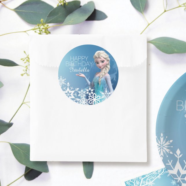 Sticker Rond Anniversaire Elsa congelée (Sticker on treat bag)