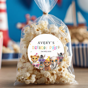 Sticker Rond Anniversaire Enfants Animaux