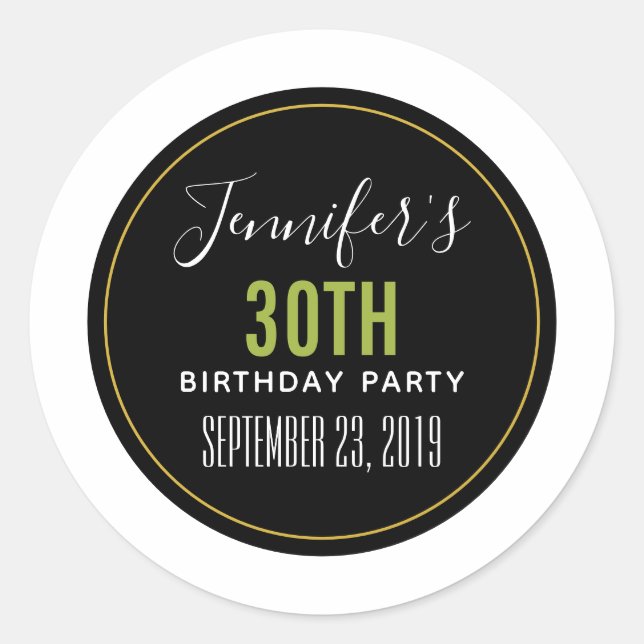 Sticker Rond anniversaire enregistrer la date modèle (Devant)