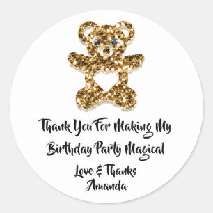 Sticker Rond  Anniversaire Faveur Baby shower Coeur Bébé Ours