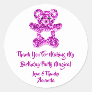 Sticker Rond Anniversaire Faveur Pinky Coeur Bébé Doux Ours