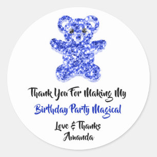 Sticker Rond  Anniversaire Favoriser Parties scintillant Bleu D